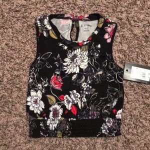 Girls black cropped top size XS